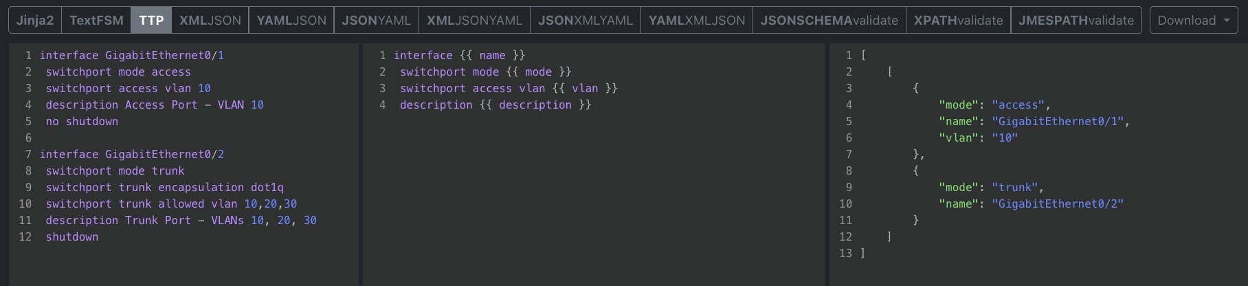 Parsing Text using TTP