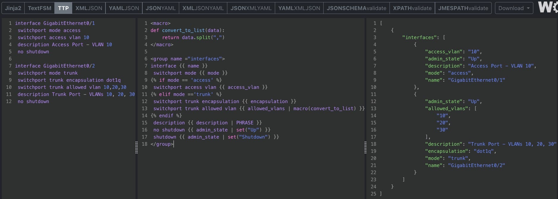 Parsing Text using TTP